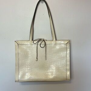 LIZ CLAIBORNE Off White Leather Tote Purse